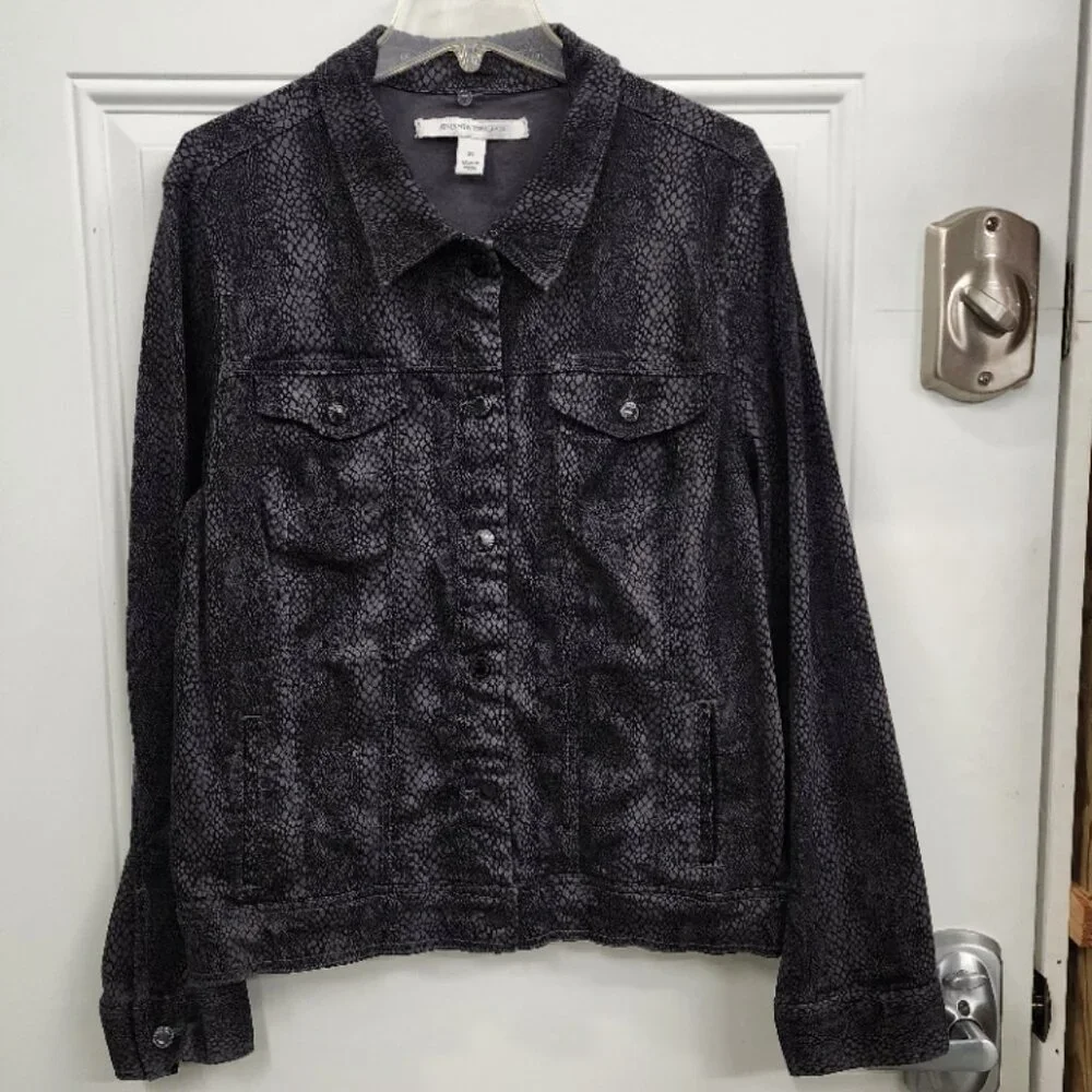 Jones of New York Jacket - Black & Gray Snakeskin Print - Size XL - Picture 1 of 13
